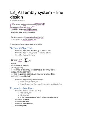 L2 Design of assembly systems-assembly lines part1 - Design of assembly ...