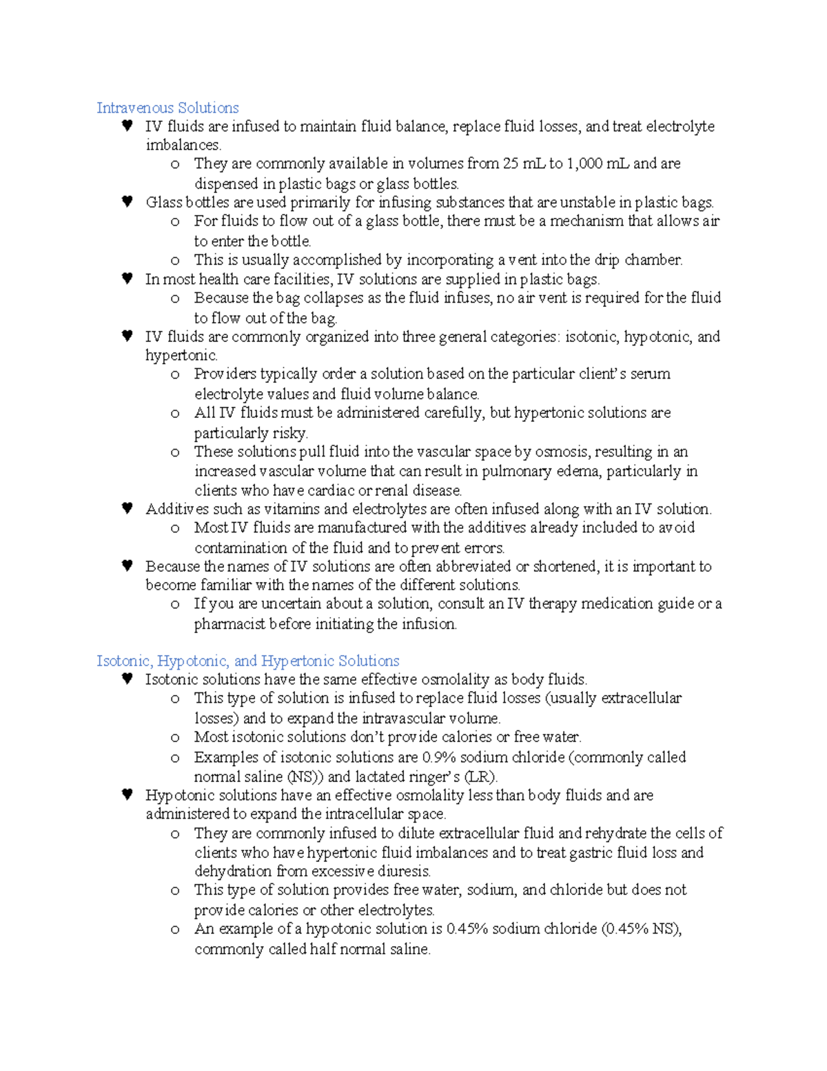 IV Fluids notes on iv solutions Intravenous Solutions IV fluids are