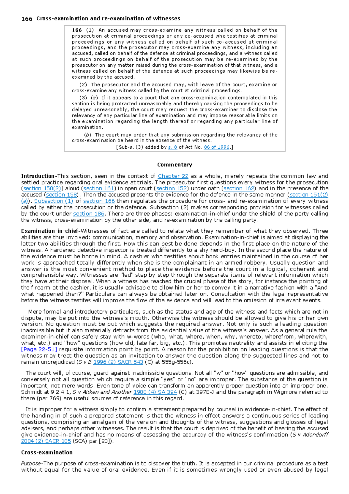 166 Cross-examination and re-examination of witnesses - (2) The ...