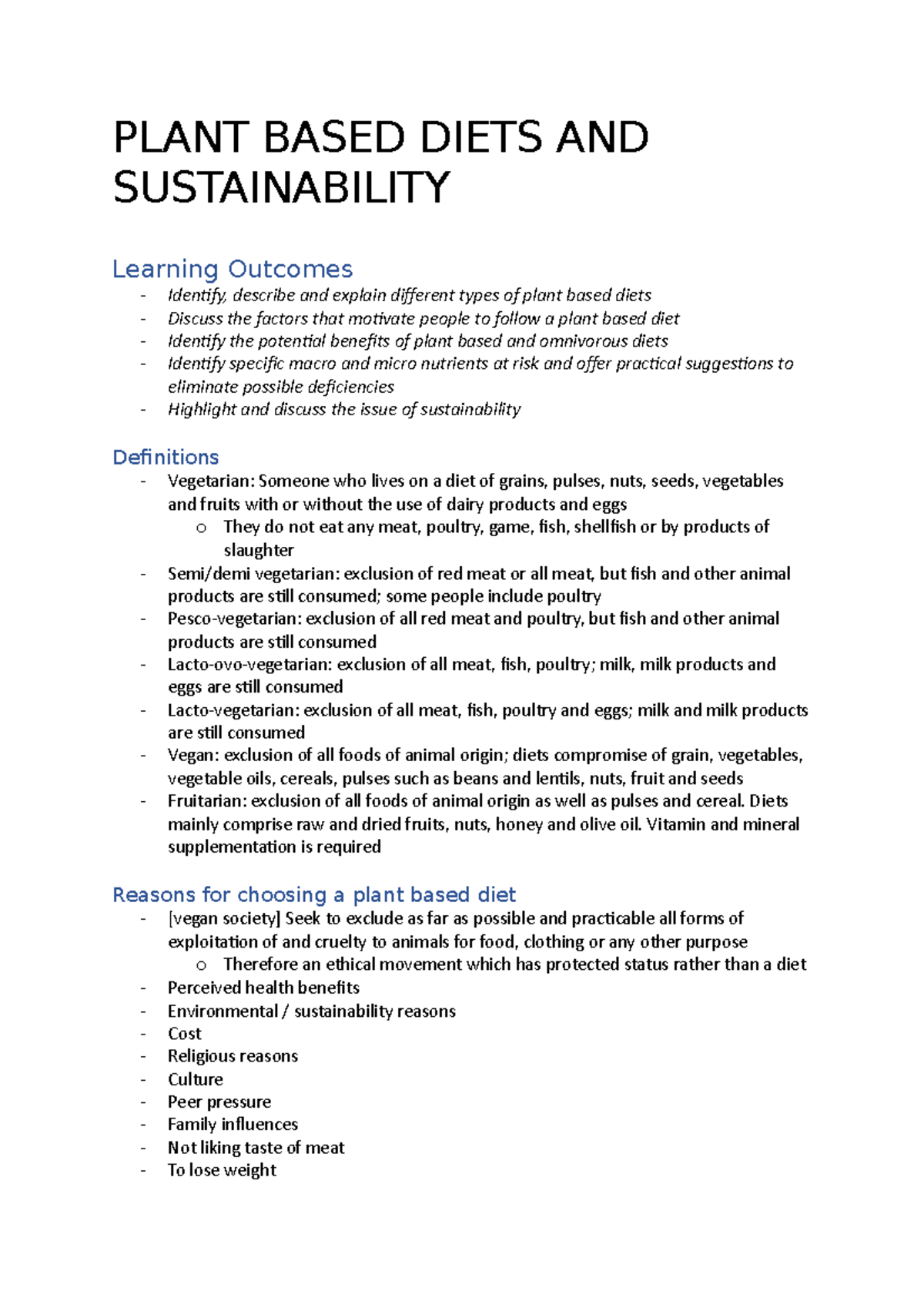 Plant Based Diets AND Sustainability - PLANT BASED DIETS AND ...