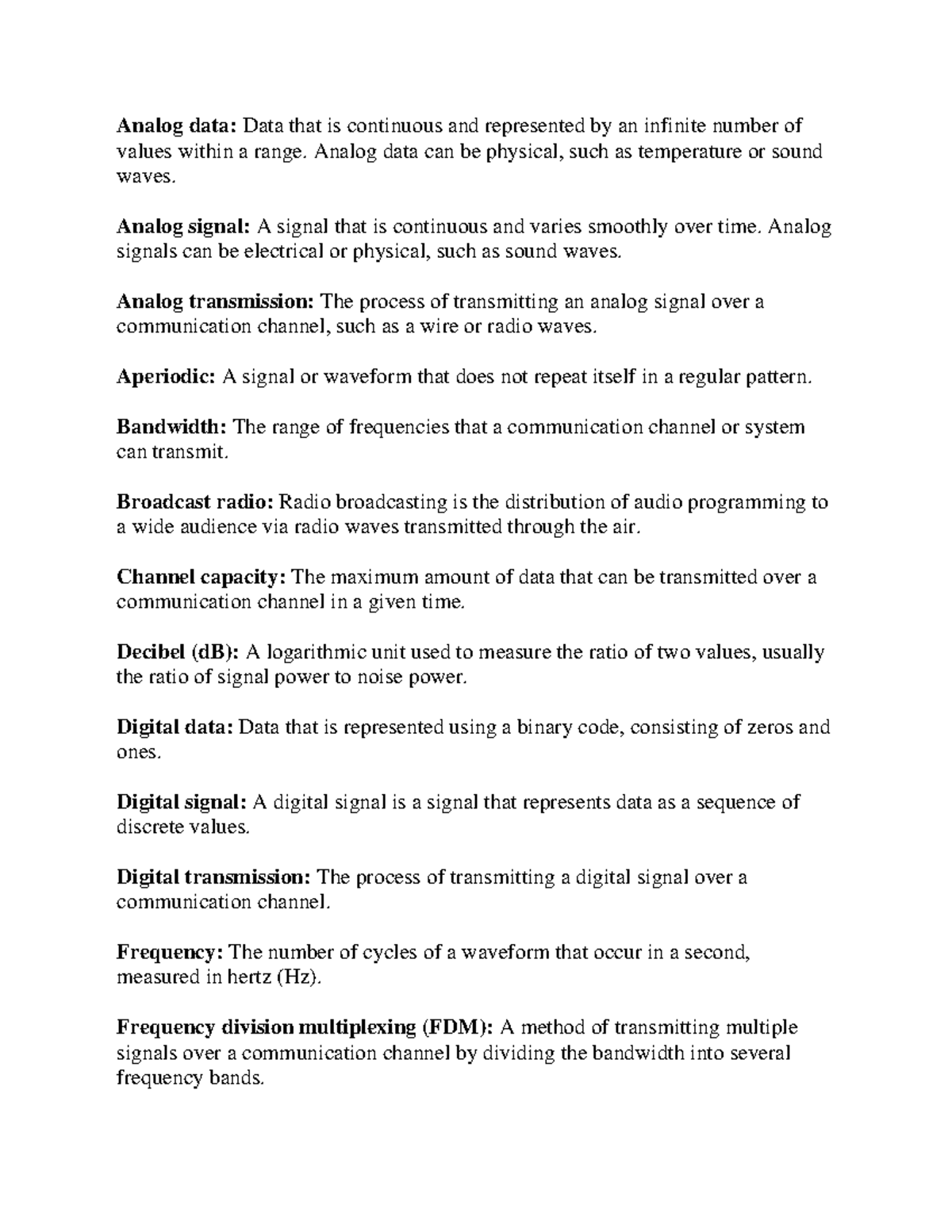WNSChapter 2 keypoints - Analog data: Data that is continuous and ...