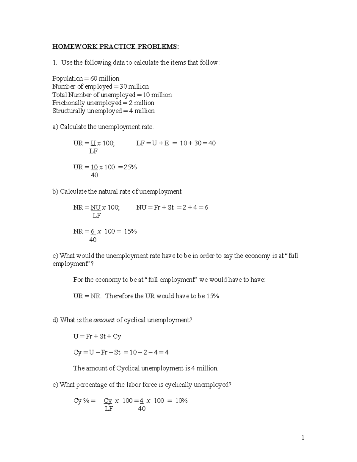 Macro topic 2 probs - HOMEWORK PRACTICE PROBLEMS: Use the following ...