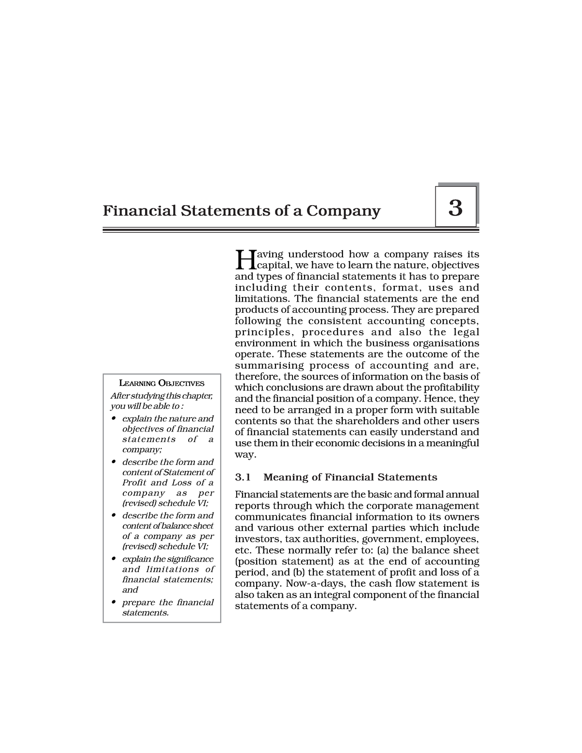 Schedule III Financial Statements of a company H aving understood