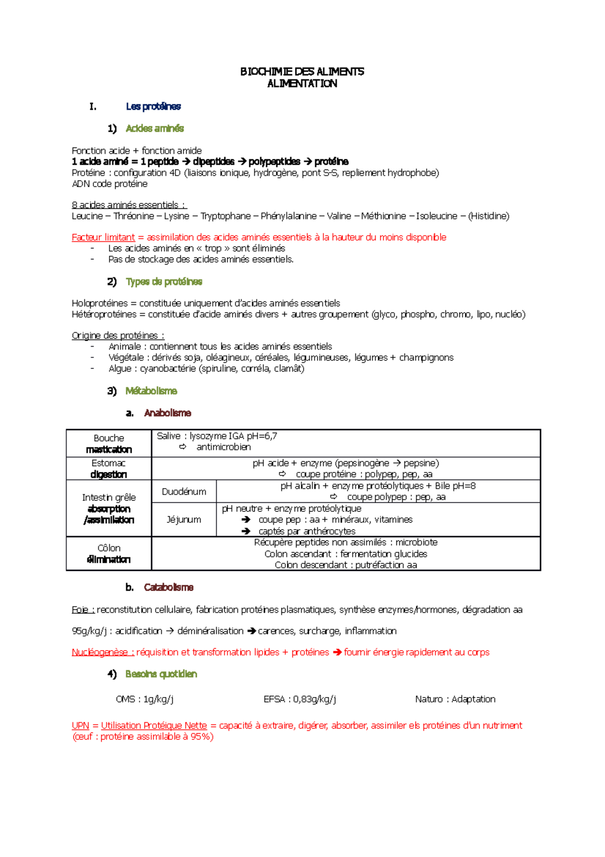 Biochimie des aliments - BIOCHIMIE DES ALIMENTS ALIMENTATION I. Les ...