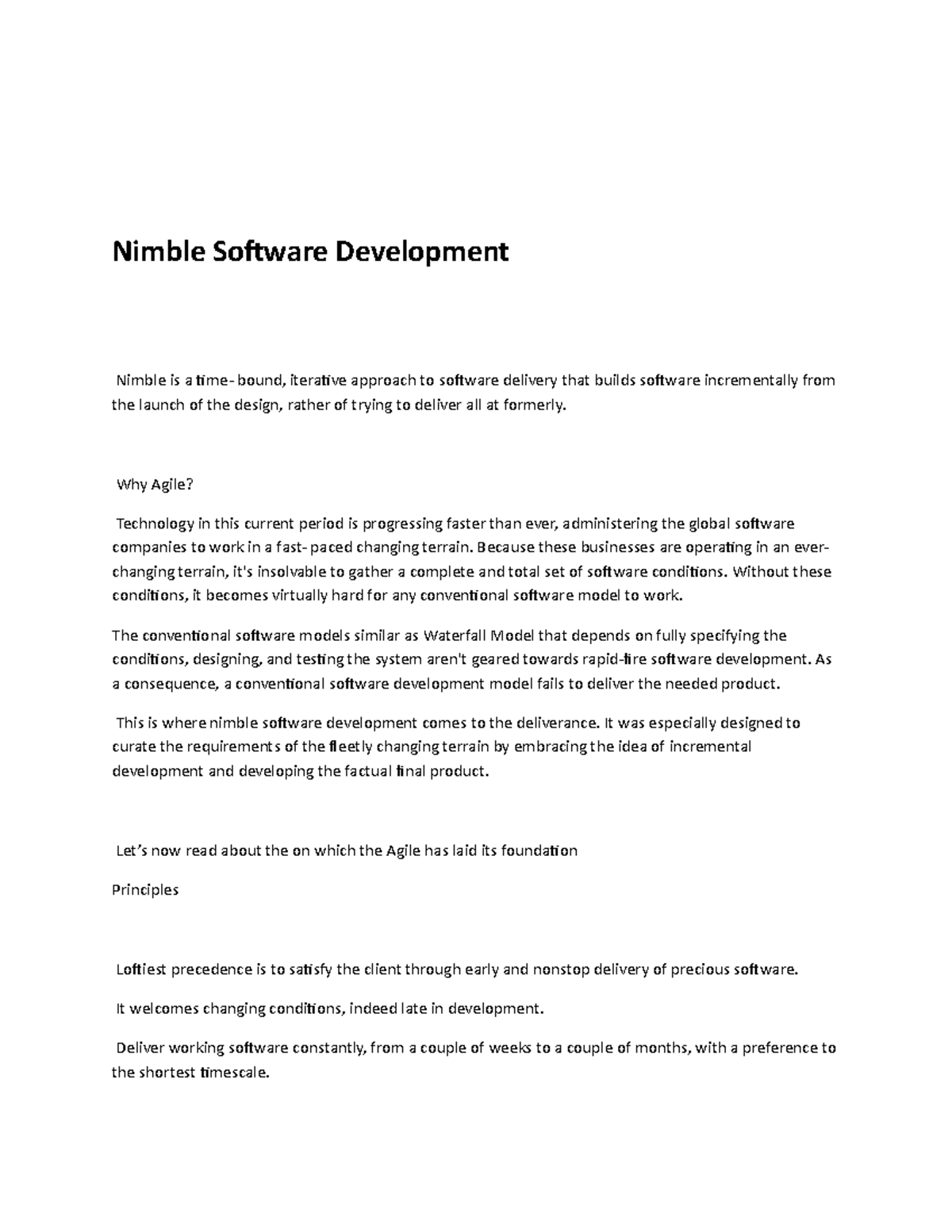 Nimble Software Developmentb - Why Agile? Technology in this current ...