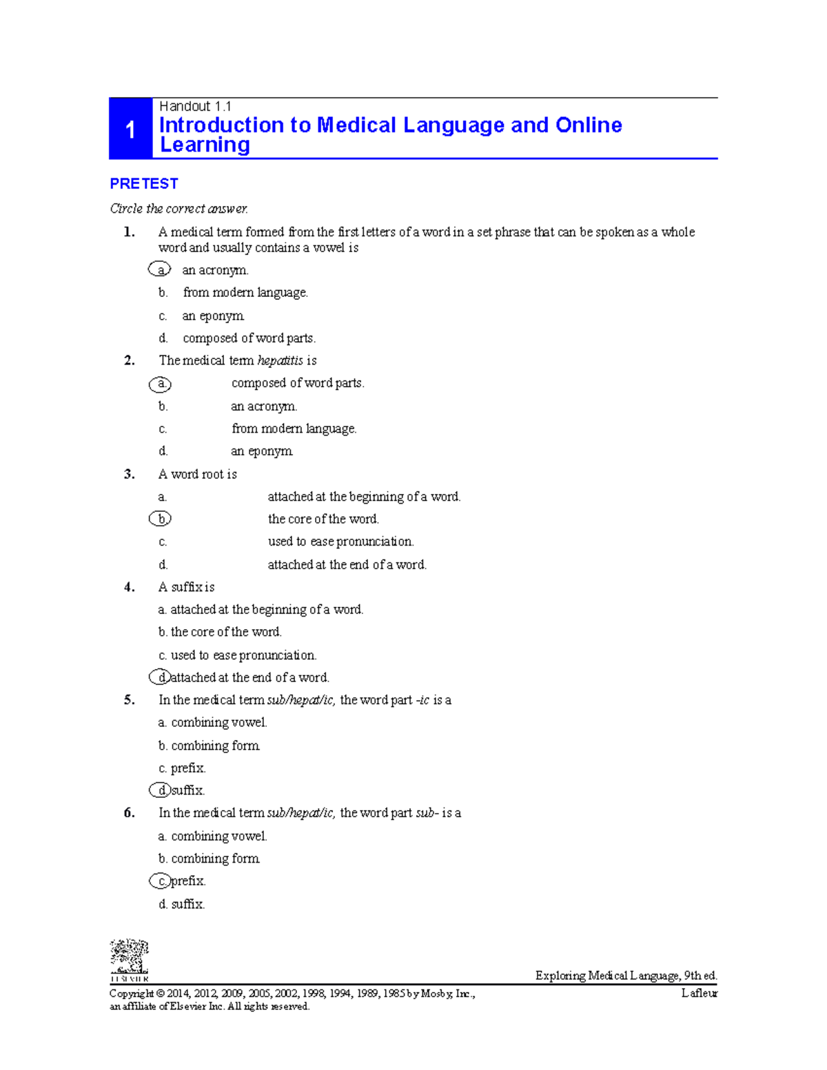 Chapter 4 medical terminology answers