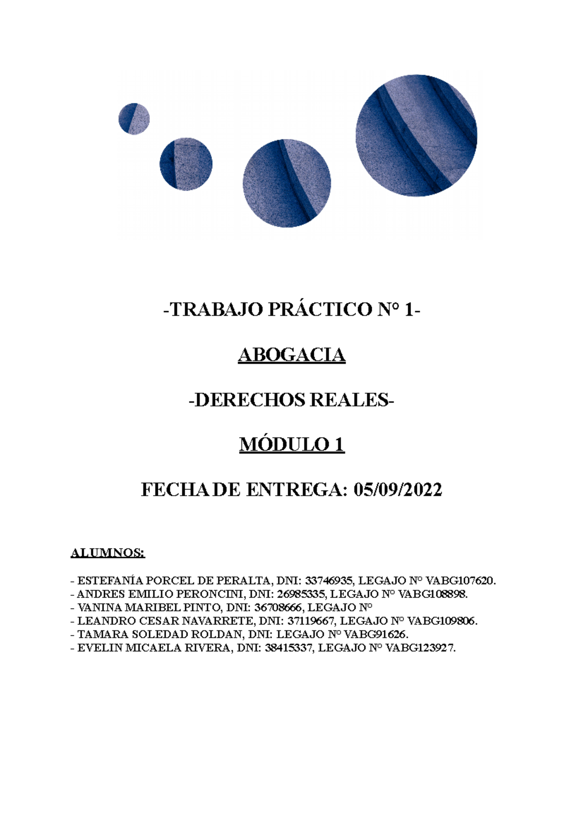 TP N°1 Módulo 1 Derechos Reales -TRABAJO PRÁCTICO N° 1- ABOGACIA ...