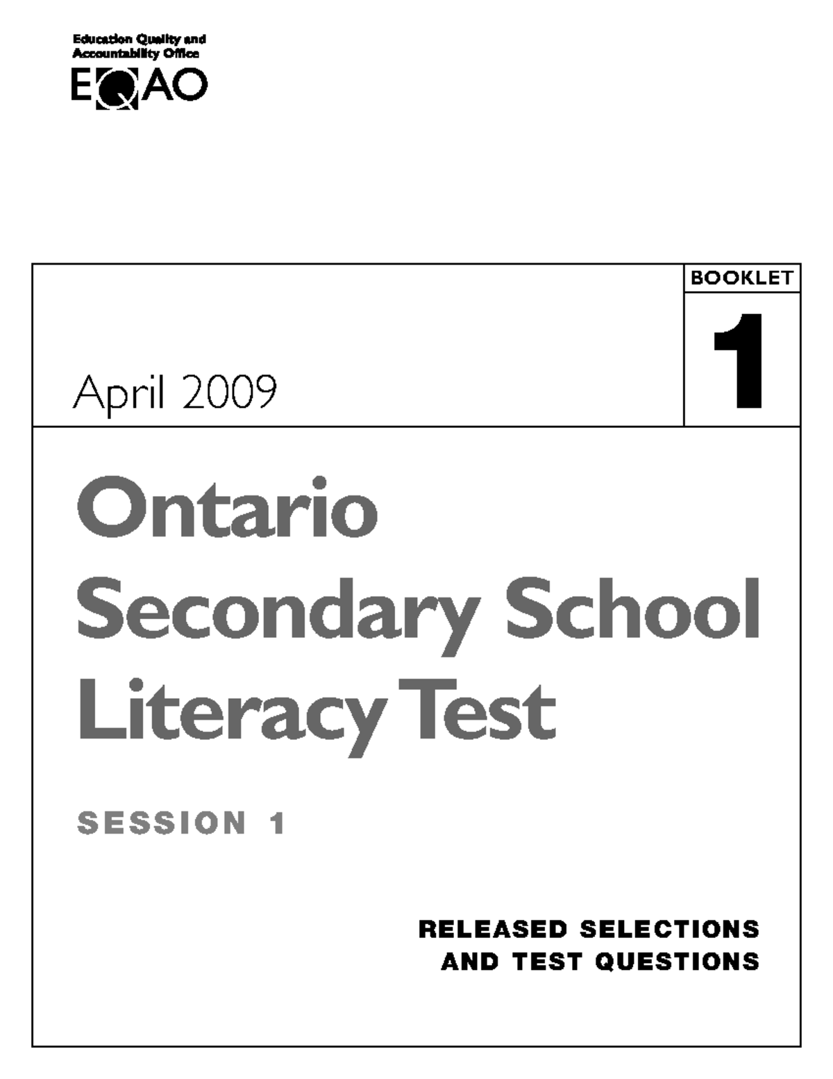 2008-2009 Osslt - Modified[ 1425] - Bar Code Area Ontario Secondary ...