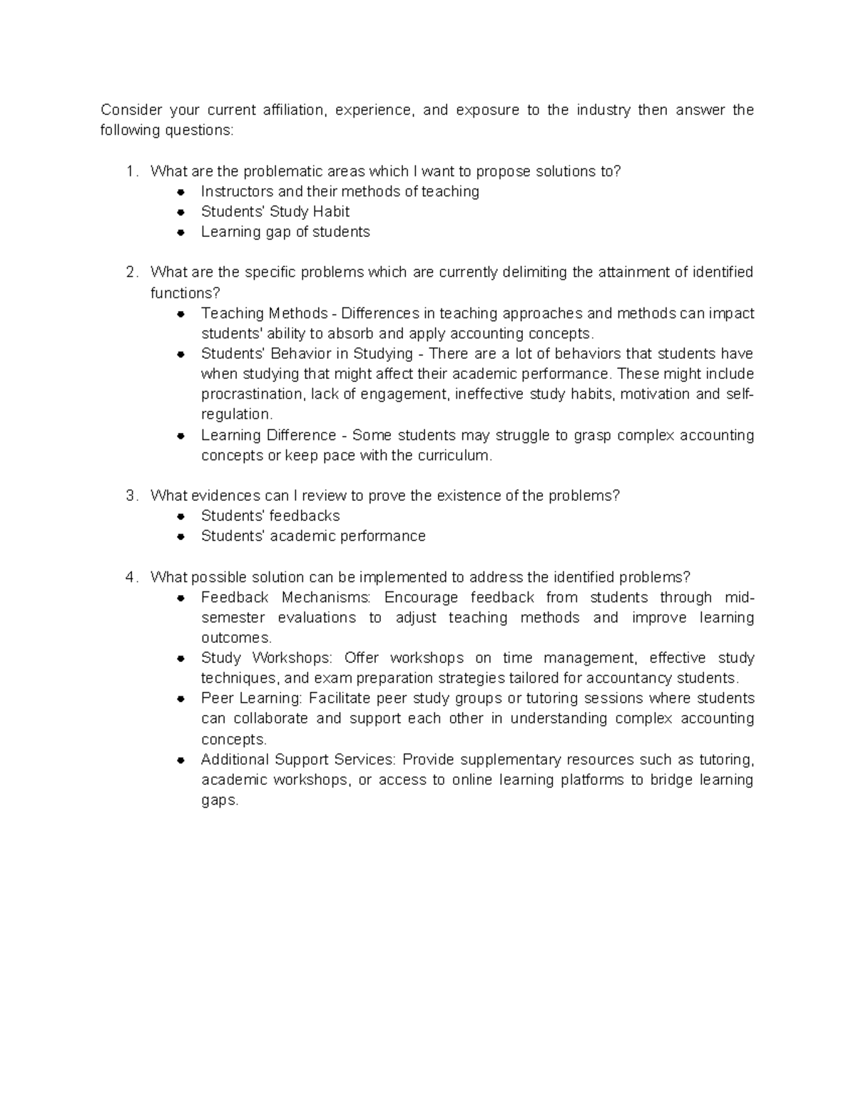 Identifying Perplexing Problems - Consider your current affiliation ...