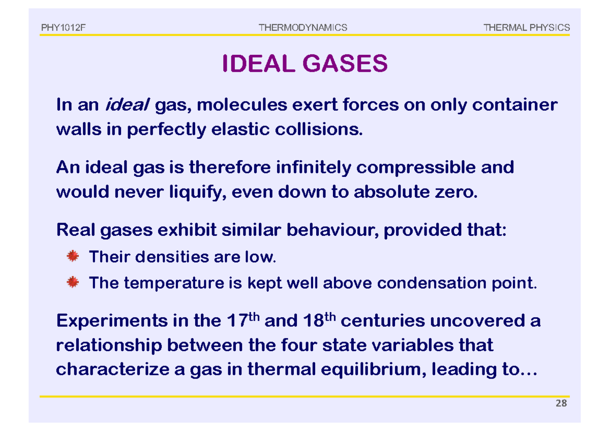 Lecture+09+01+Slides - THERMODYNAMICS IDEAL GASES Experiments in the 17 ...