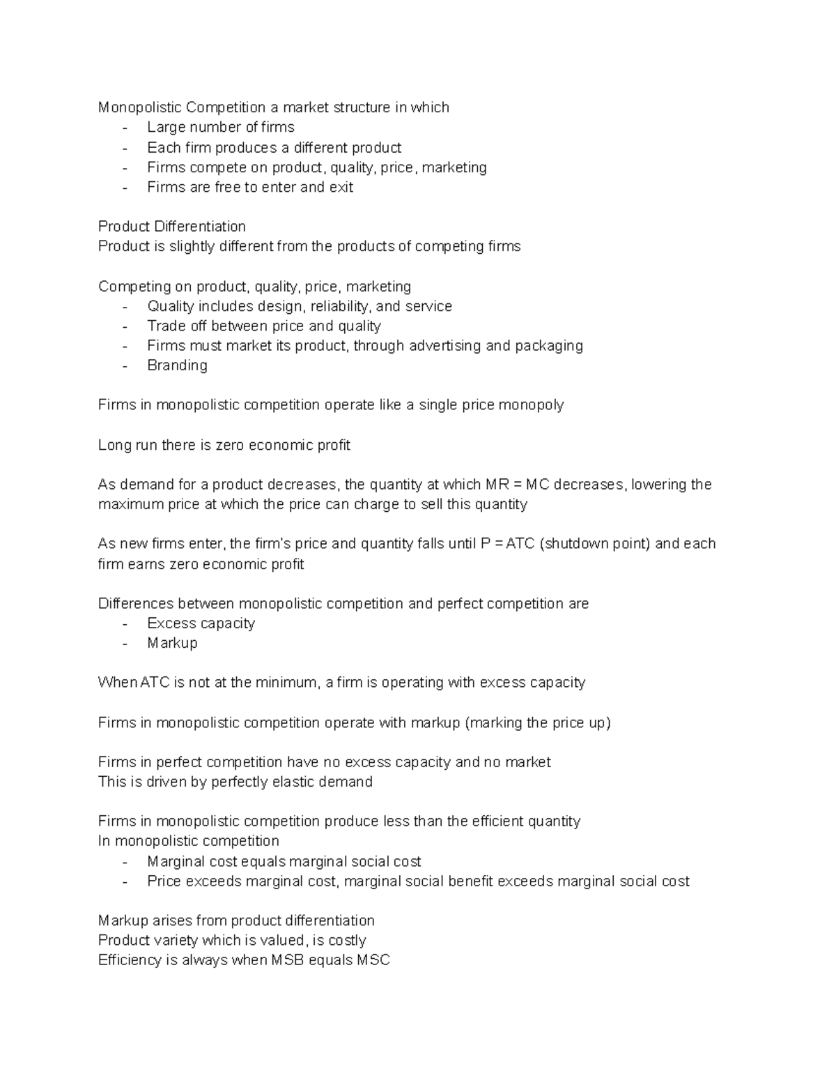 Chapter 14 Monopolistic Competition - Monopolistic Competition a market ...