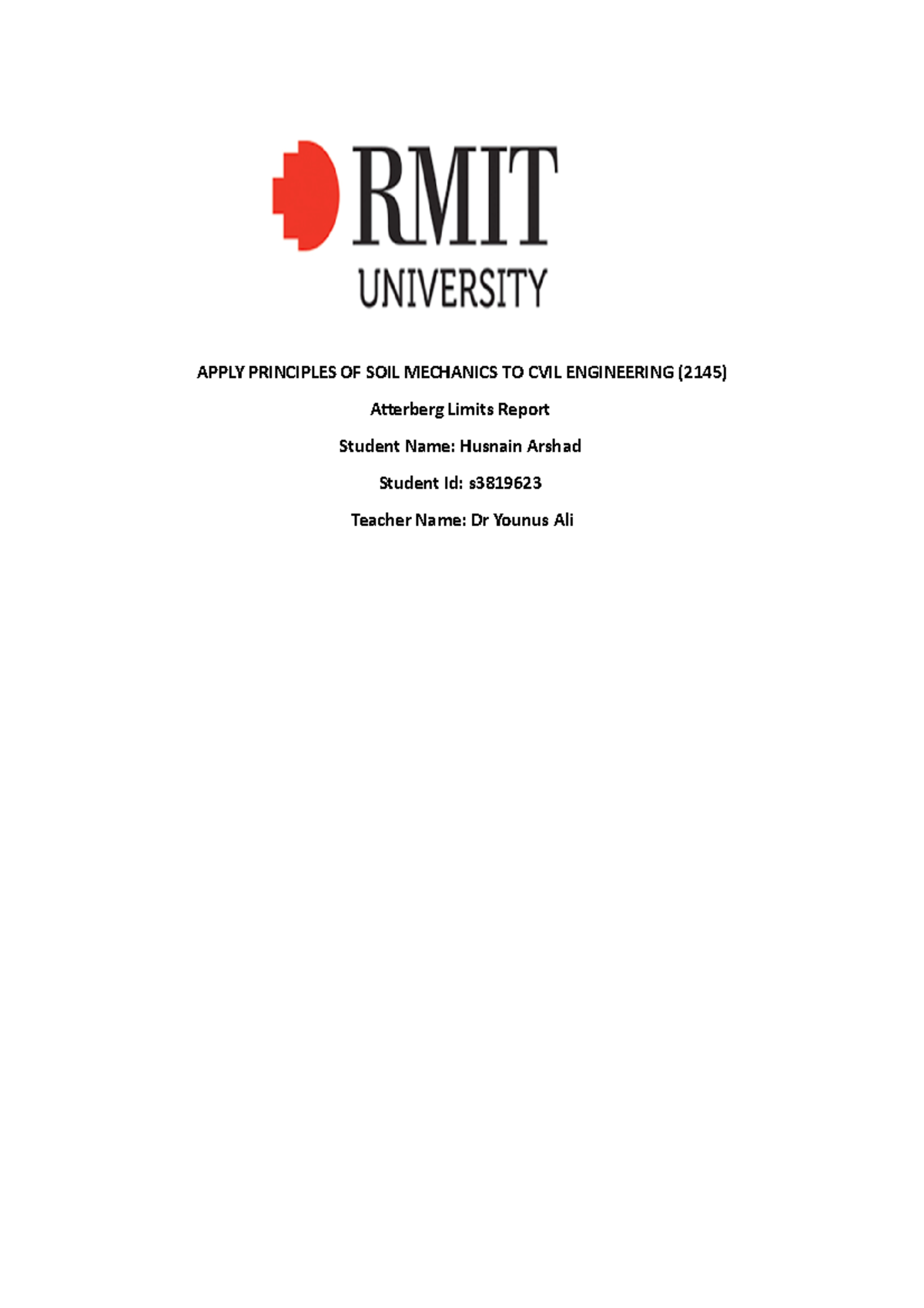 3.2 Atterberg Limits Report - APPLY PRINCIPLES OF SOIL MECHANICS TO ...