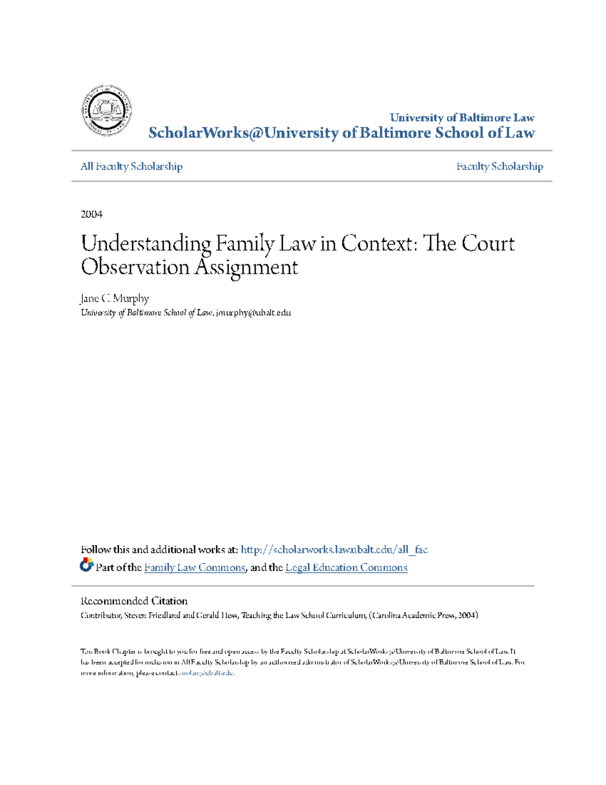 Understanding Family Law in Context The Court Observation Assign