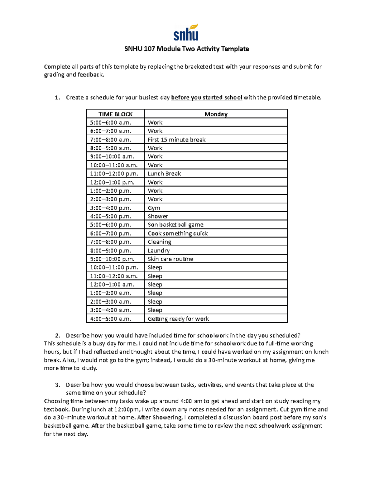 SNHU 107 Module Two Activity Template - SNHU 107 Module Two Activity ...