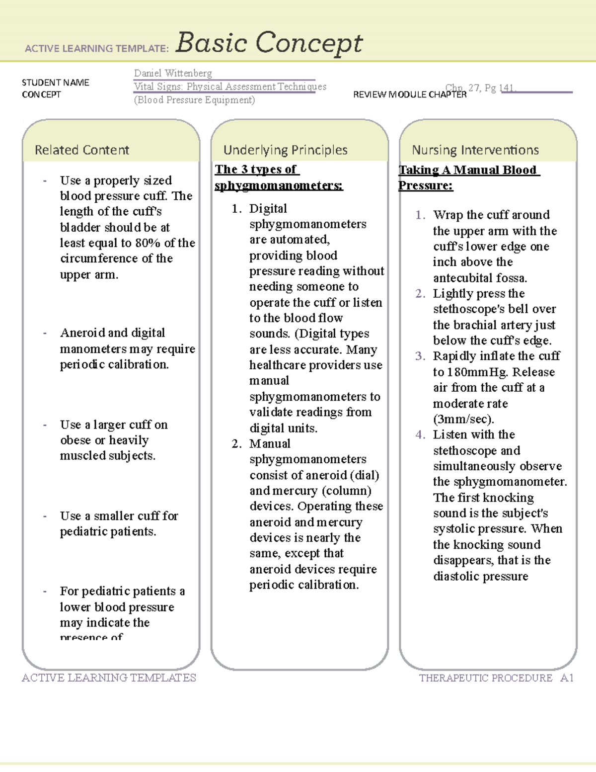 Active Learning Template Nursing Skill Vital Signs