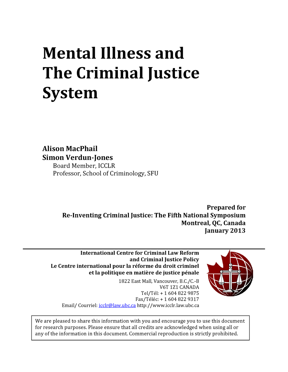 Mental Illness And The Criminal Justice System Final VS - Mental ...