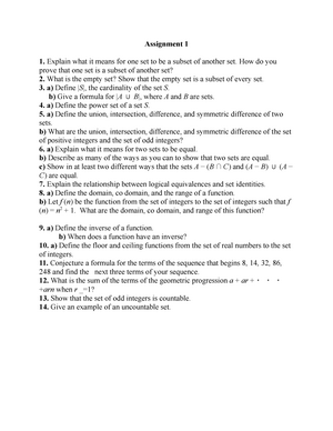 Assignment 1 Set Function Sequences A10100w1 Ox Studocu