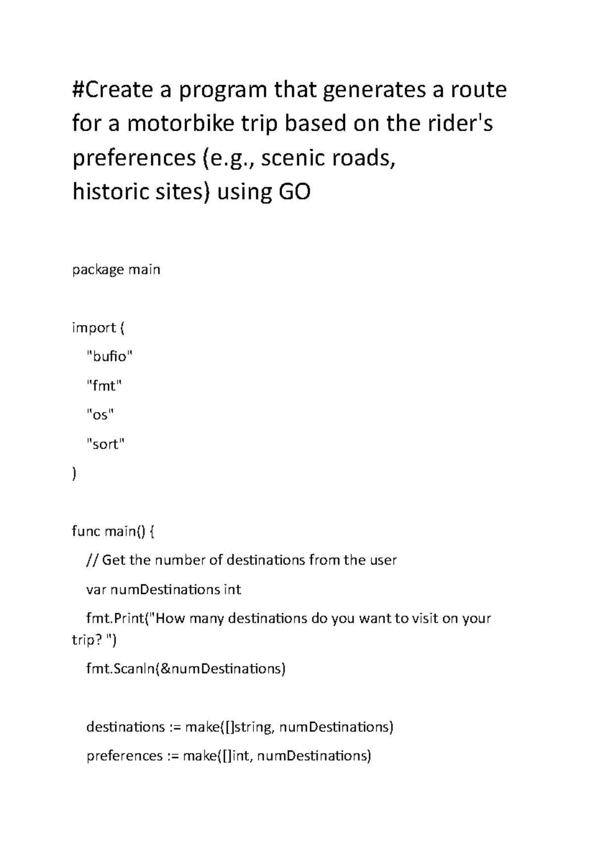 Trip based on the rider-GO - #Create a program that generates a route ...