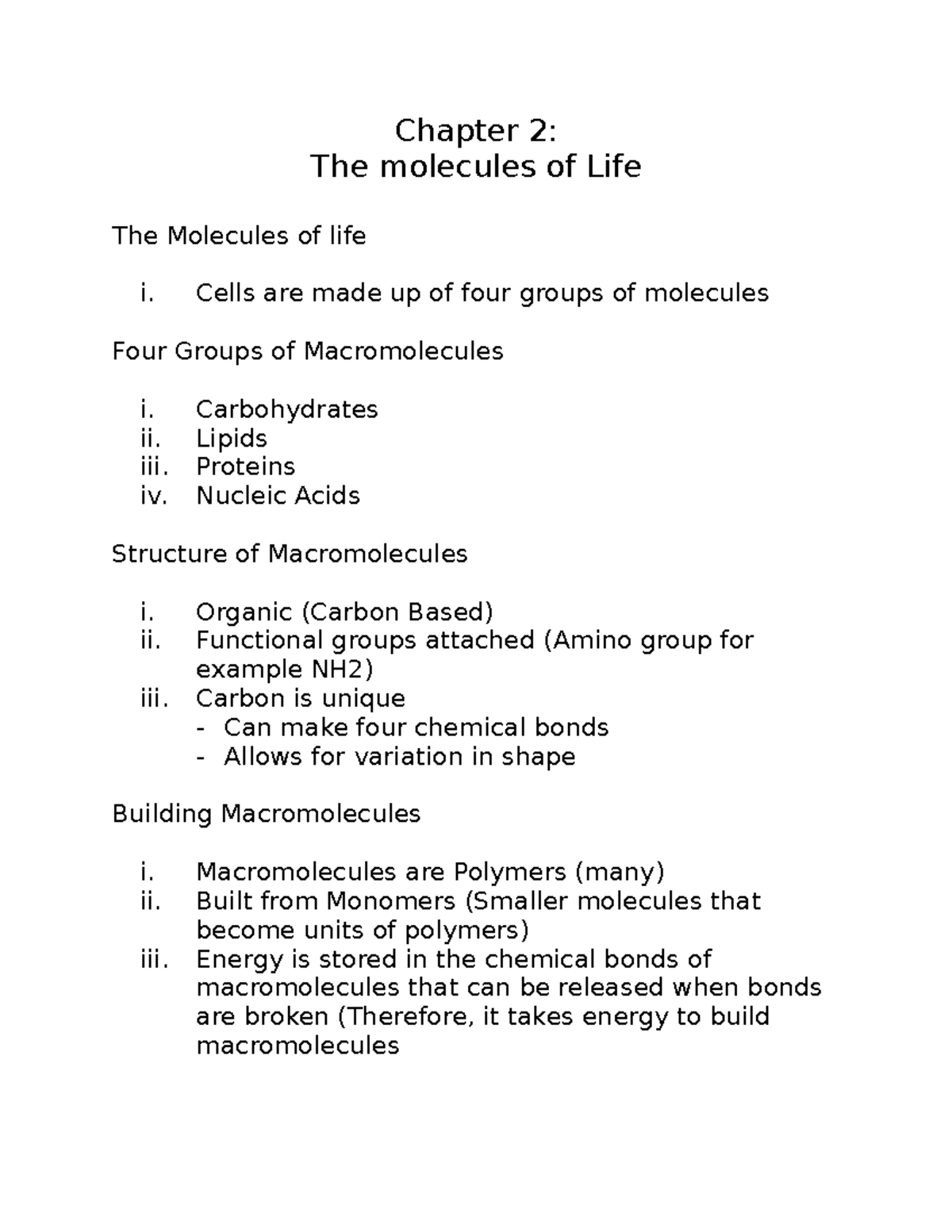 100 word essay about the molecules of life