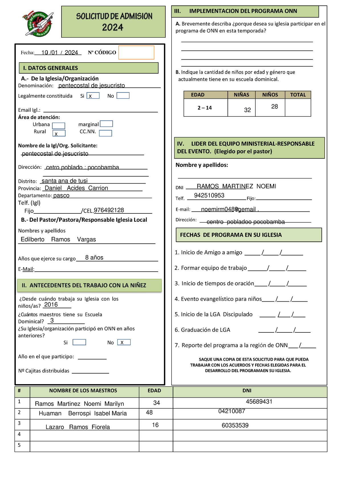 2.-Ficha De Admisión Regular 2023 - 2024E - A.- De La Iglesia ...