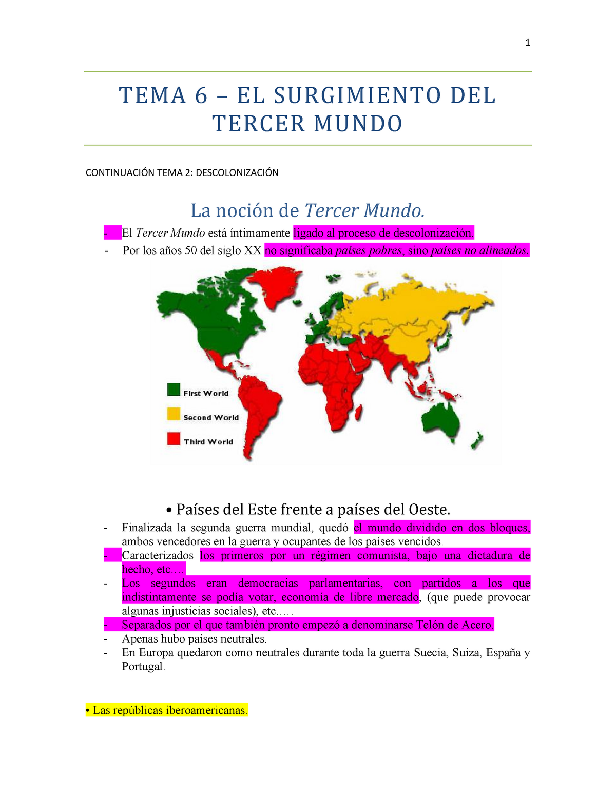 Tema 6 - El Tercer Mundo - Apuntes 6 - Warning: TT: undefined function: 32  T EMA 6 – EL SURGIMIENTO - Studocu