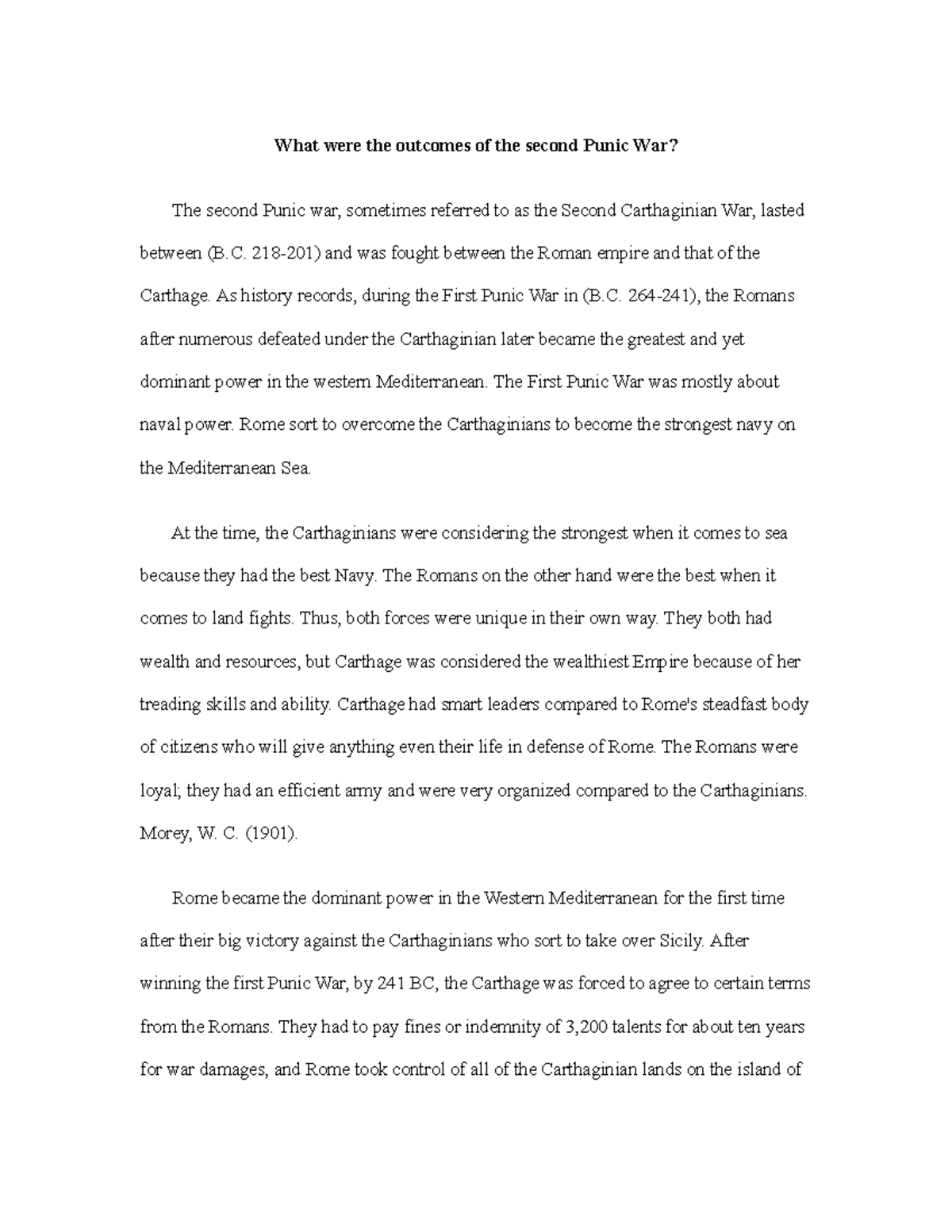 Unit 5 Discussion Asignment What were the of the second Punic War? The second Punic