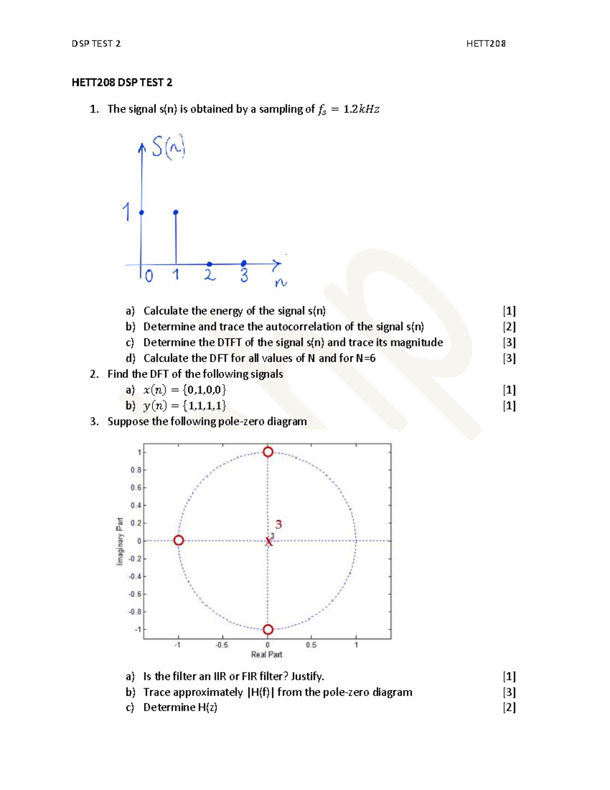 Hett208 dsp test2 - DSP Test 2 - DSP TEST 2 HETT HETT208 DSP TEST 2 The ...