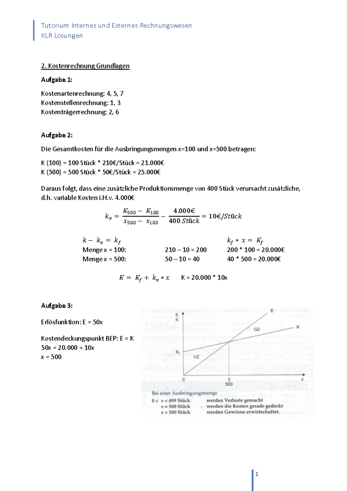 Hypothesentest Aufgaben Mit Lösungen Pdf 006 KLR L%C3%B6sungen-Kostenrechnung Grundlagen - Warning: TT