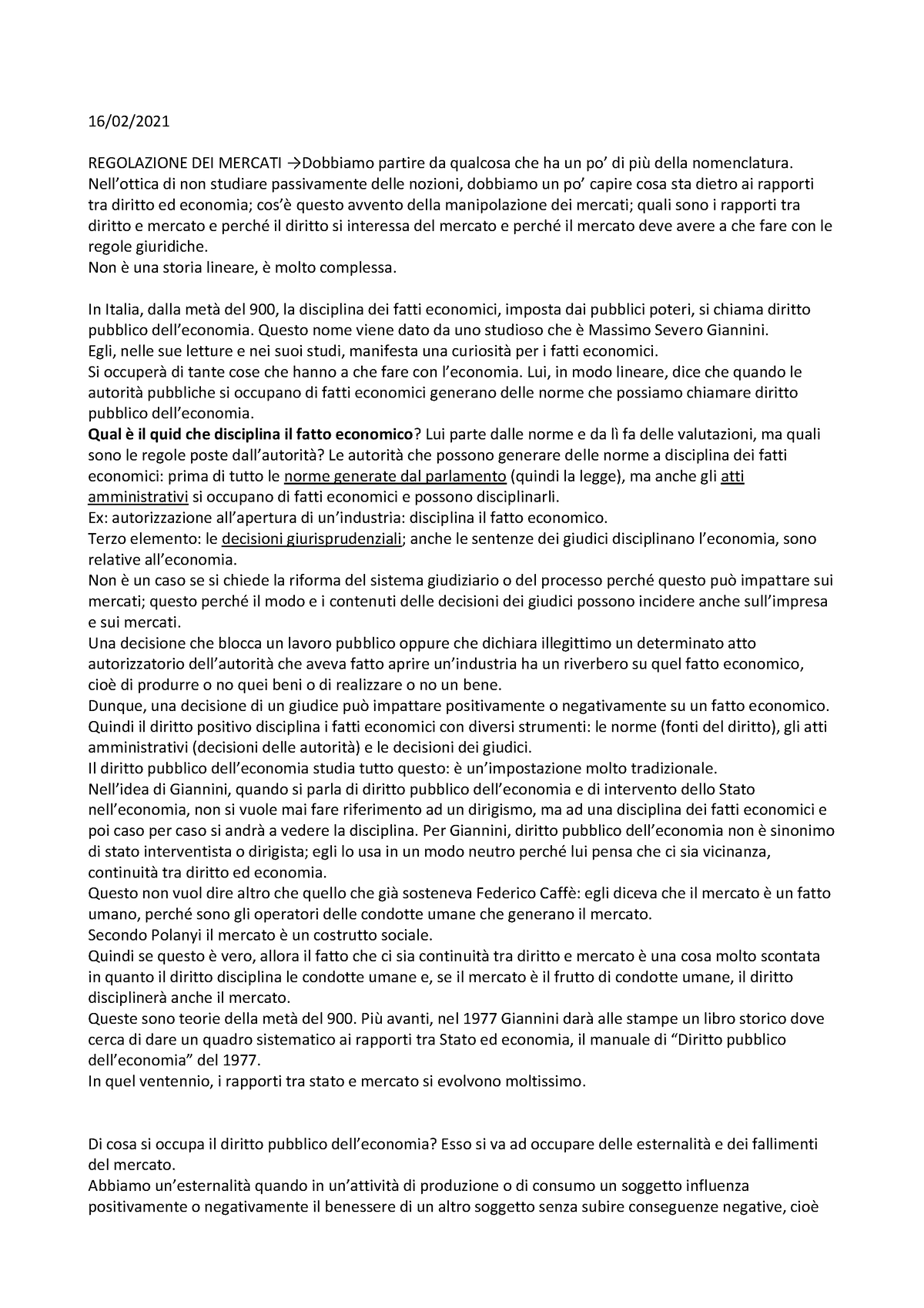 Regolazione Mercati - 16/02/ REGOLAZIONE DEI MERCATI →Dobbiamo Partire ...