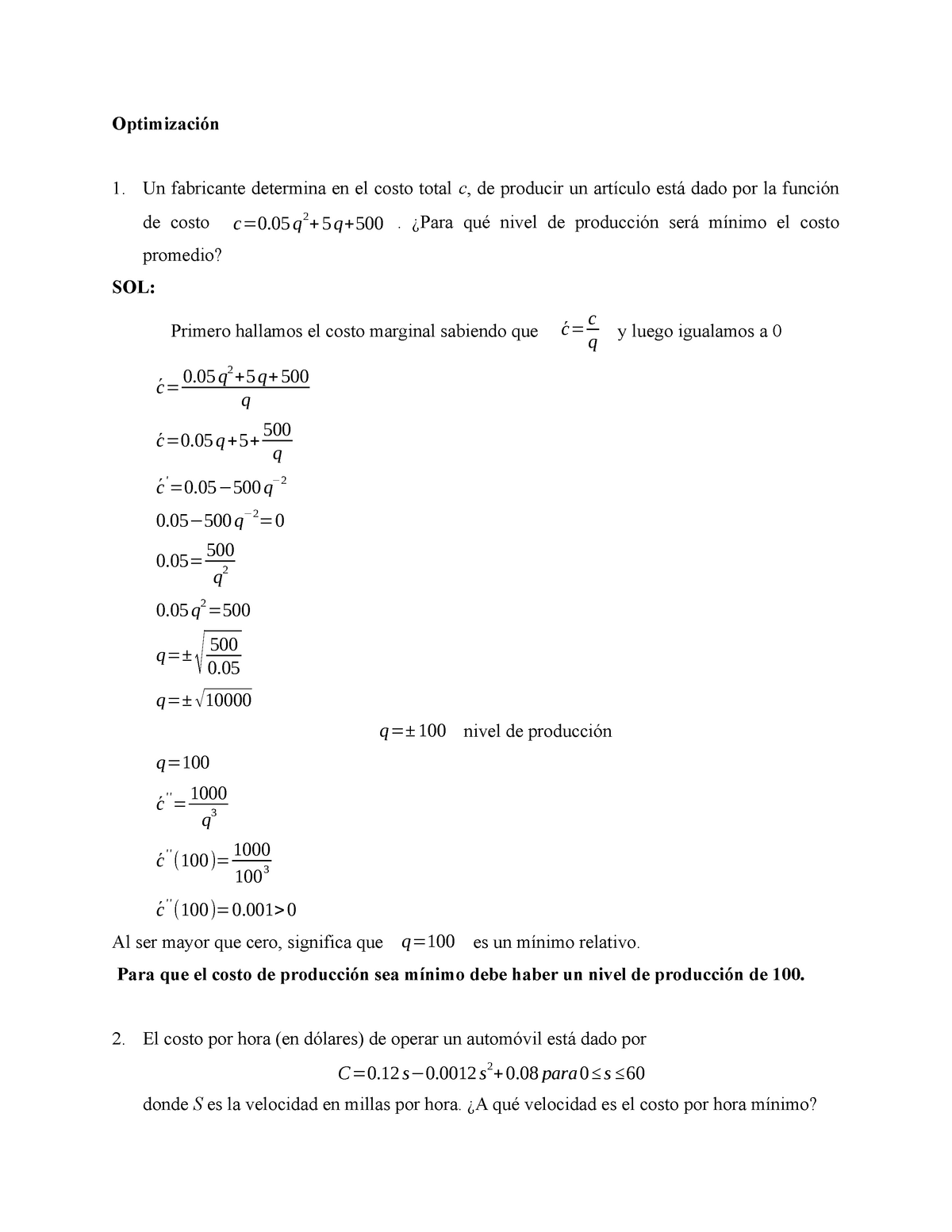 Cálculo Ejercicios Resueltos De Optimizacion Optimización Un Fabricante Determina En El Costo