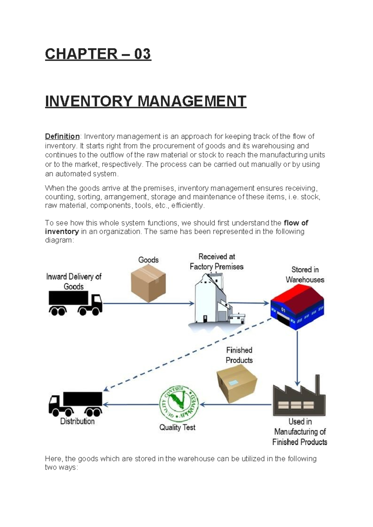 Chapter 3 (OM) - Summary Llb - CHAPTER – 03 INVENTORY MANAGEMENT ...