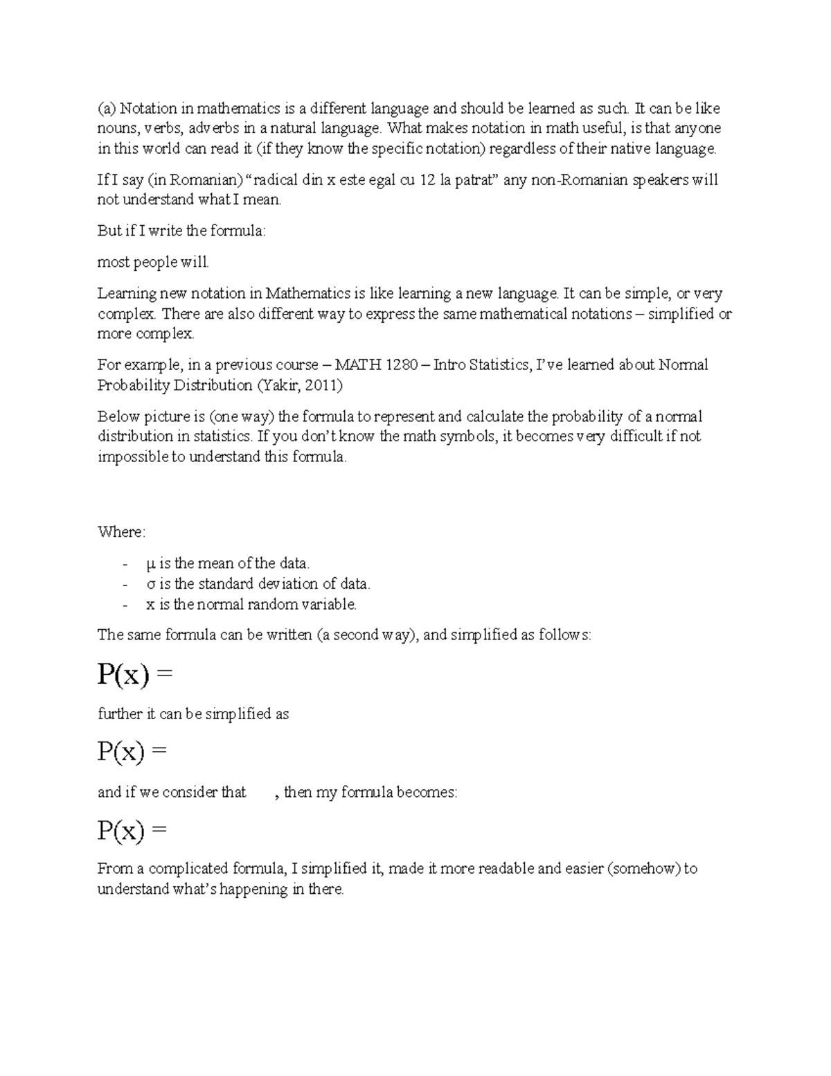 Math 1302 discussion assignment unit 1 - (a) Notation in mathematics is ...