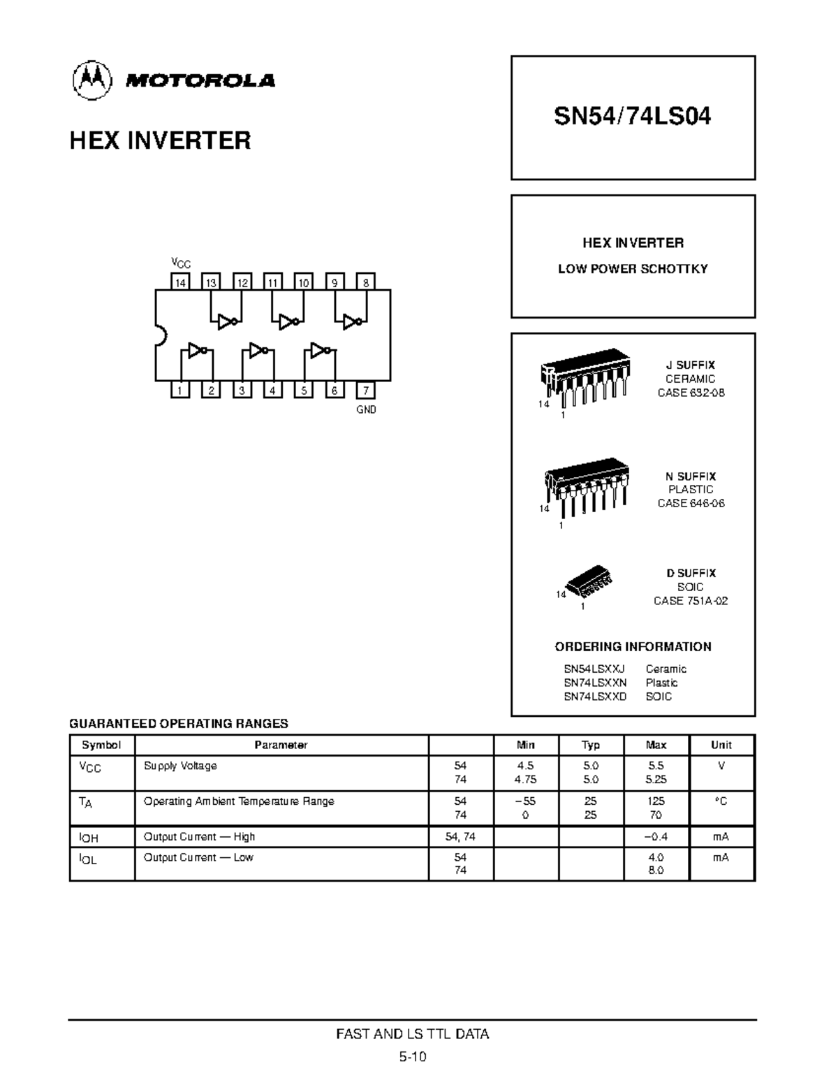 Datasheet - dữ liệu ic ls704 - 5- FAST AND LS TTL DATA HEX INVERTER 14 ...