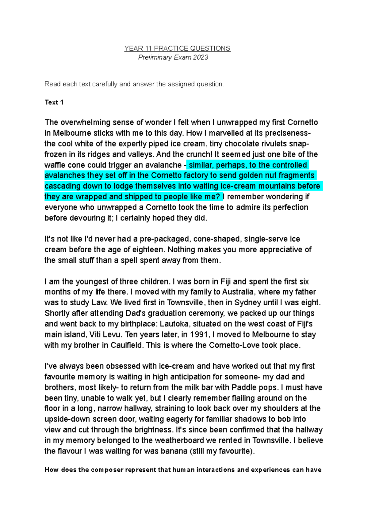 YEAR 11 Practice Questions english standerd - YEAR 11 PRACTICE ...