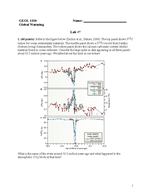 Lab 4 GEOL 1330 - Lab - GEOL 1330 Name: Global Warming Lab (20 Points ...