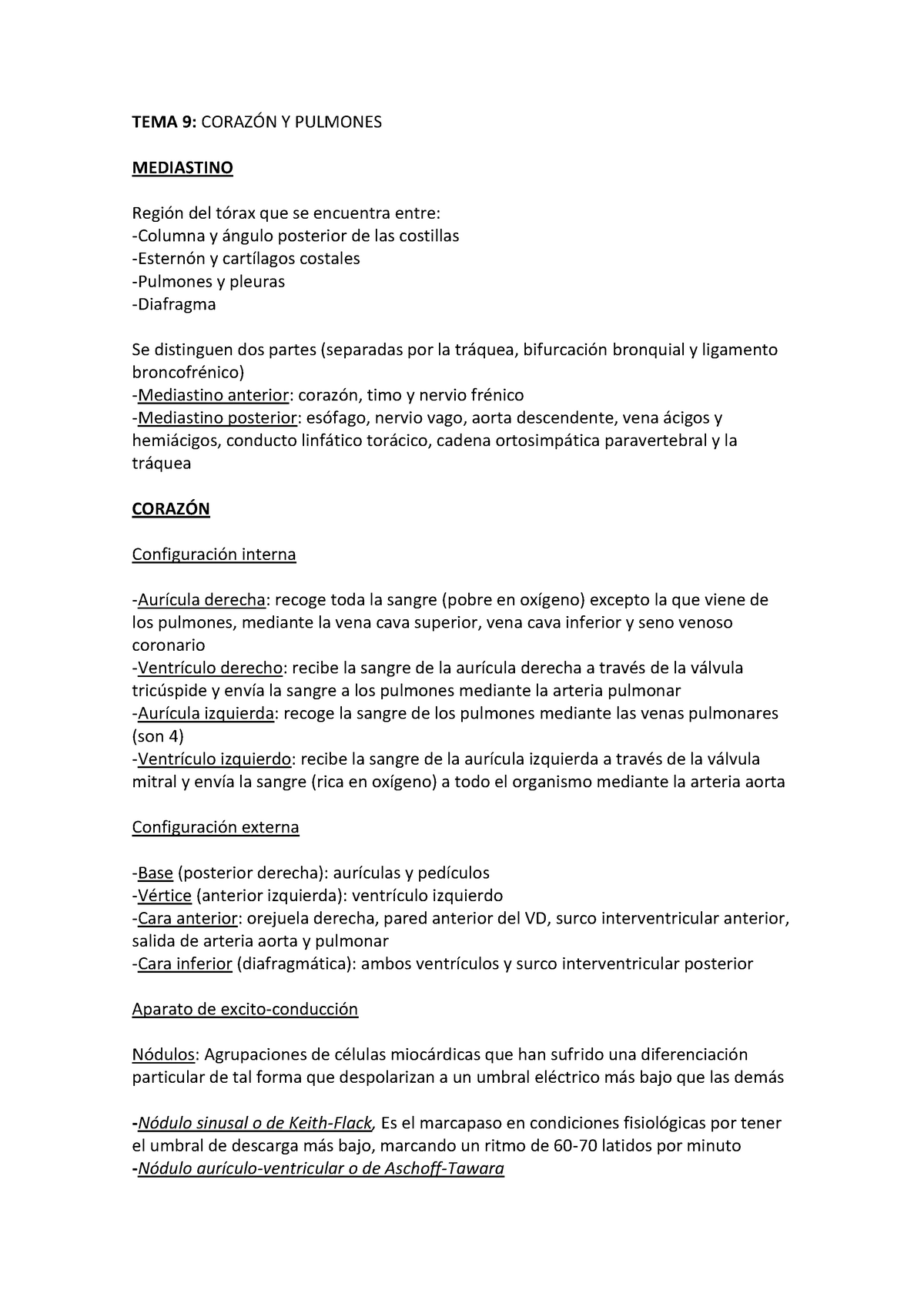 TEMA 9. Corazón y pulmones - TEMA 9: CORAZÓN Y PULMONES MEDIASTINO ...