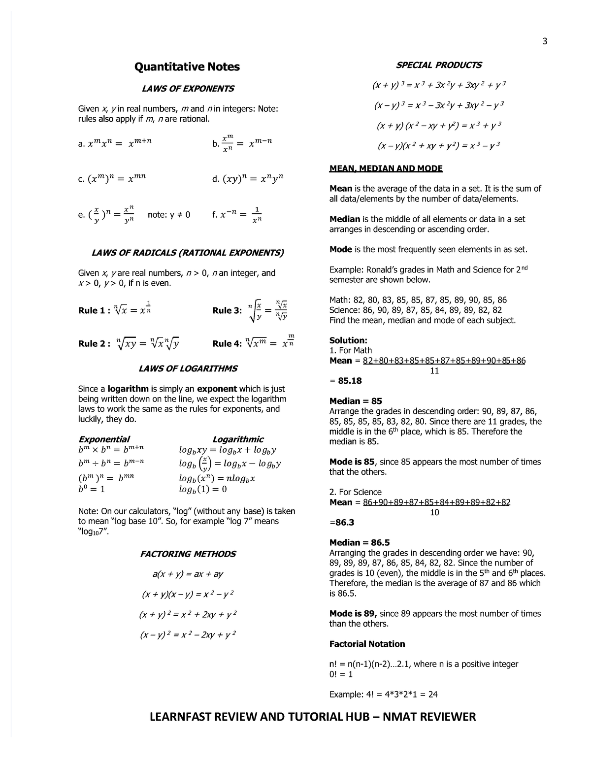 NMAT Questionnaire - 33 LEARNFALEARNFAST REVIEW ANDST REVIEW AND ...