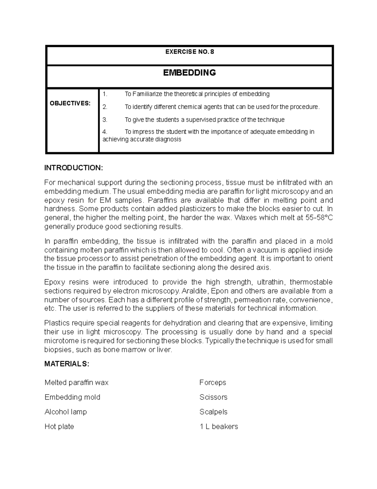 Exercise NO 8 Embedding - EXERCISE NO. 8 EMBEDDING OBJECTIVES: 1. To ...