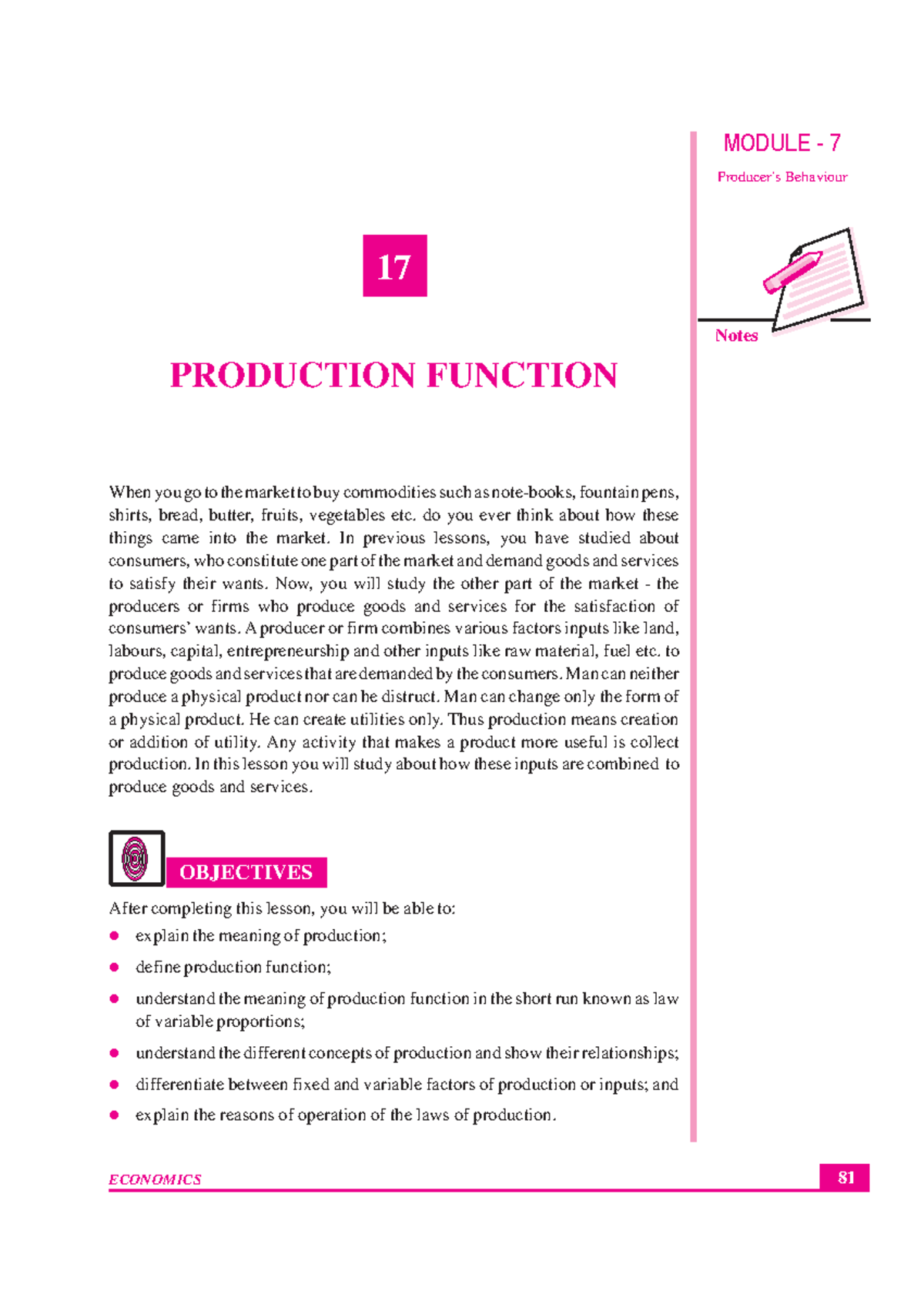 395345664-Production-Function - Notes 81 Production Function MODULE - 7 ...