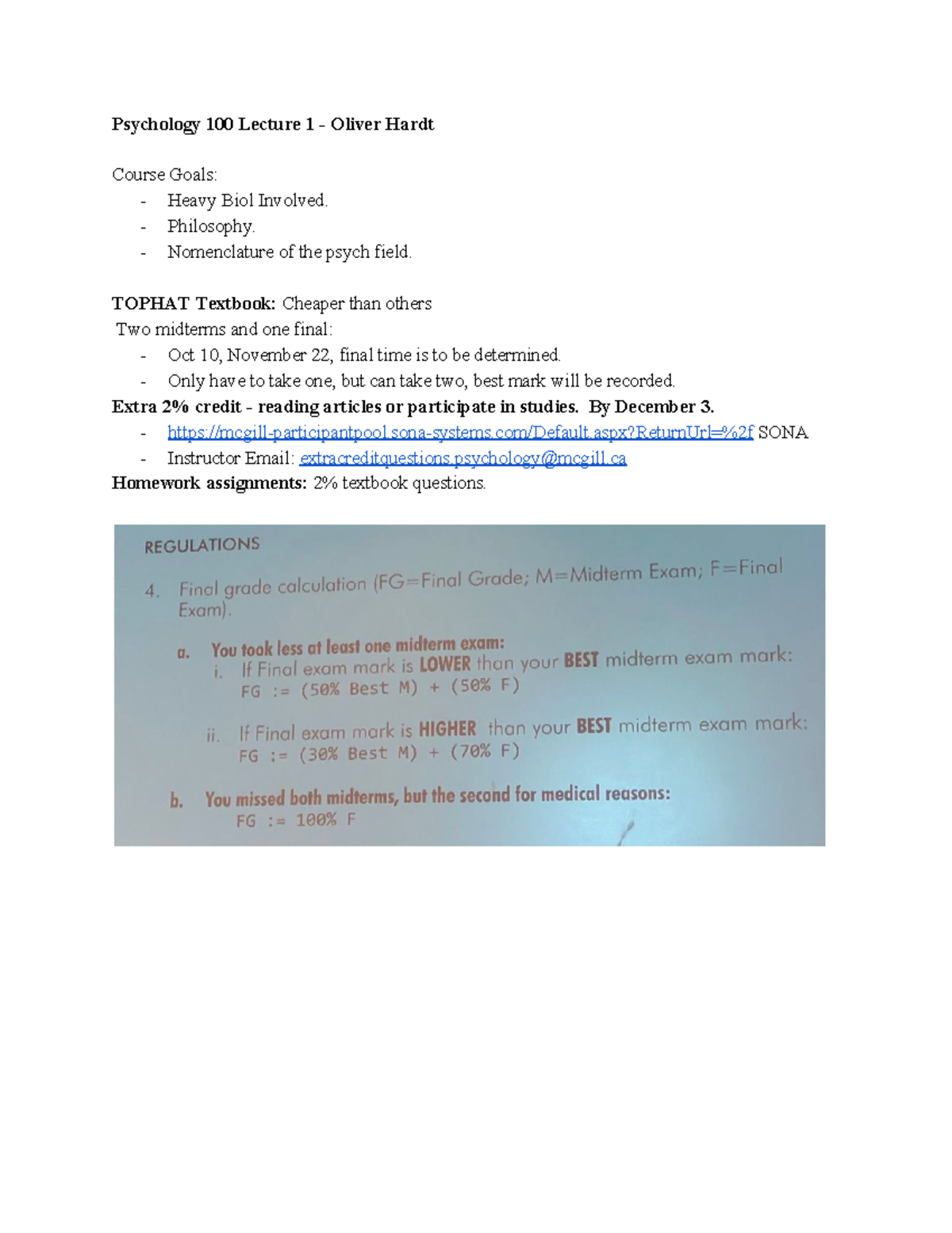 PSYC Lecture pre midterm Notes - Psychology 100 Lecture 1 - Oliver ...
