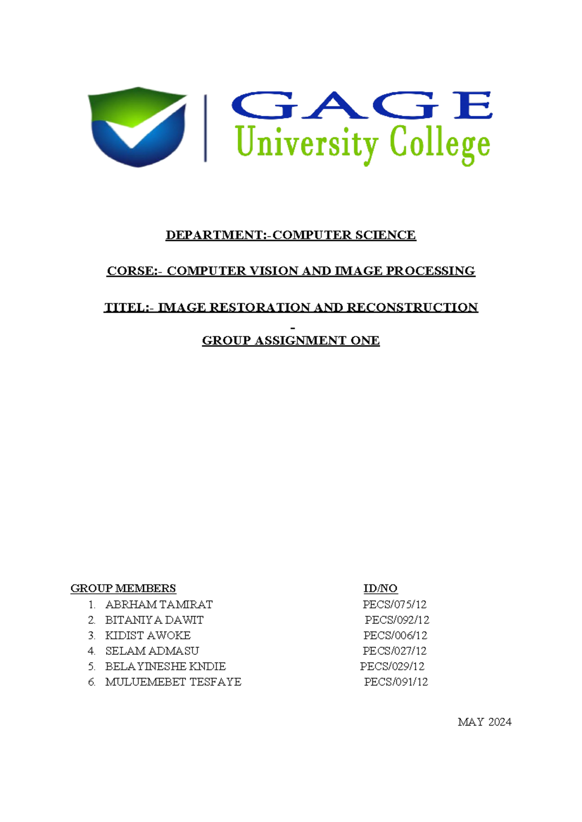 Image Processing - DEPARTMENT:-COMPUTER SCIENCE CORSE:- COMPUTER VISION ...