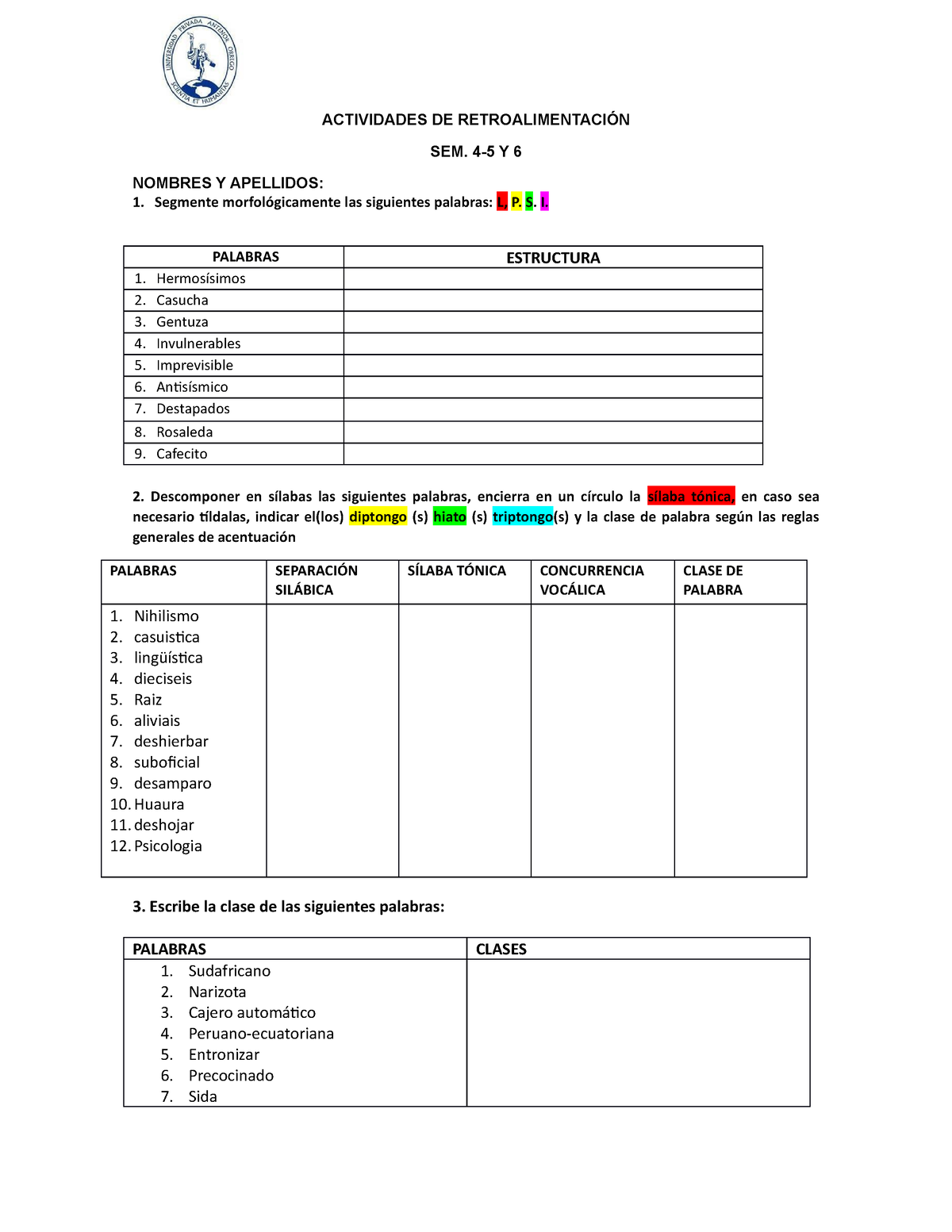 Actividades DE Retroalimentación - ACTIVIDADES DE RETROALIMENTACIÓN SEM ...