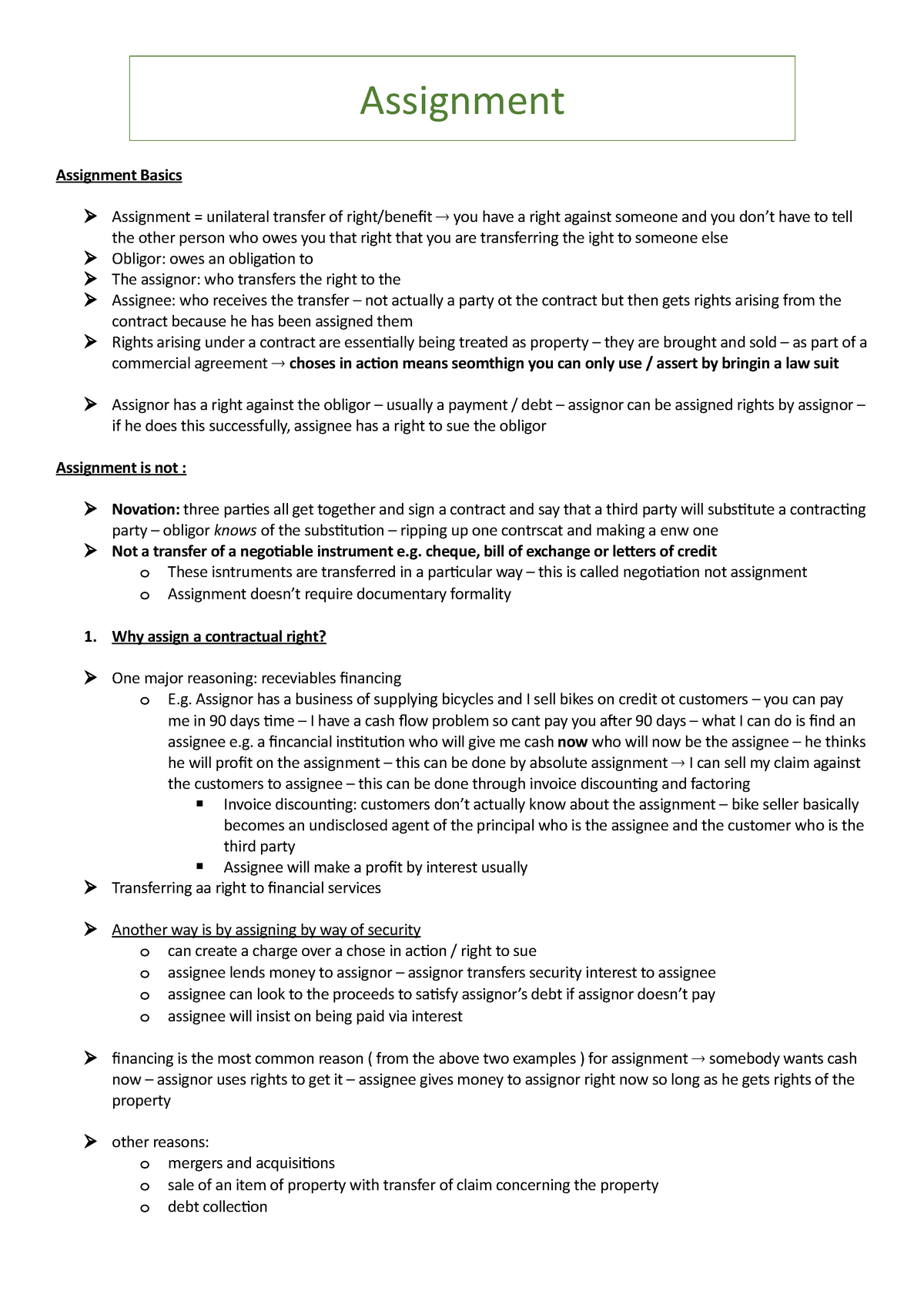 unilateral assignment clause