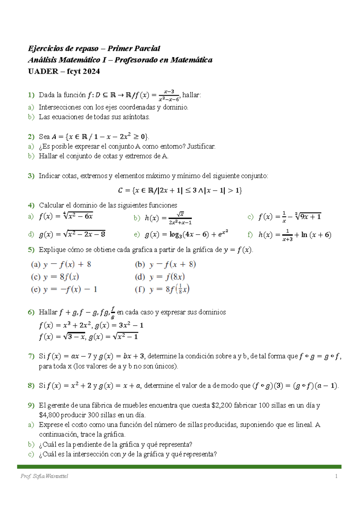 Ejercicios de repaso primer parcial - Ejercicios de repaso – Primer ...