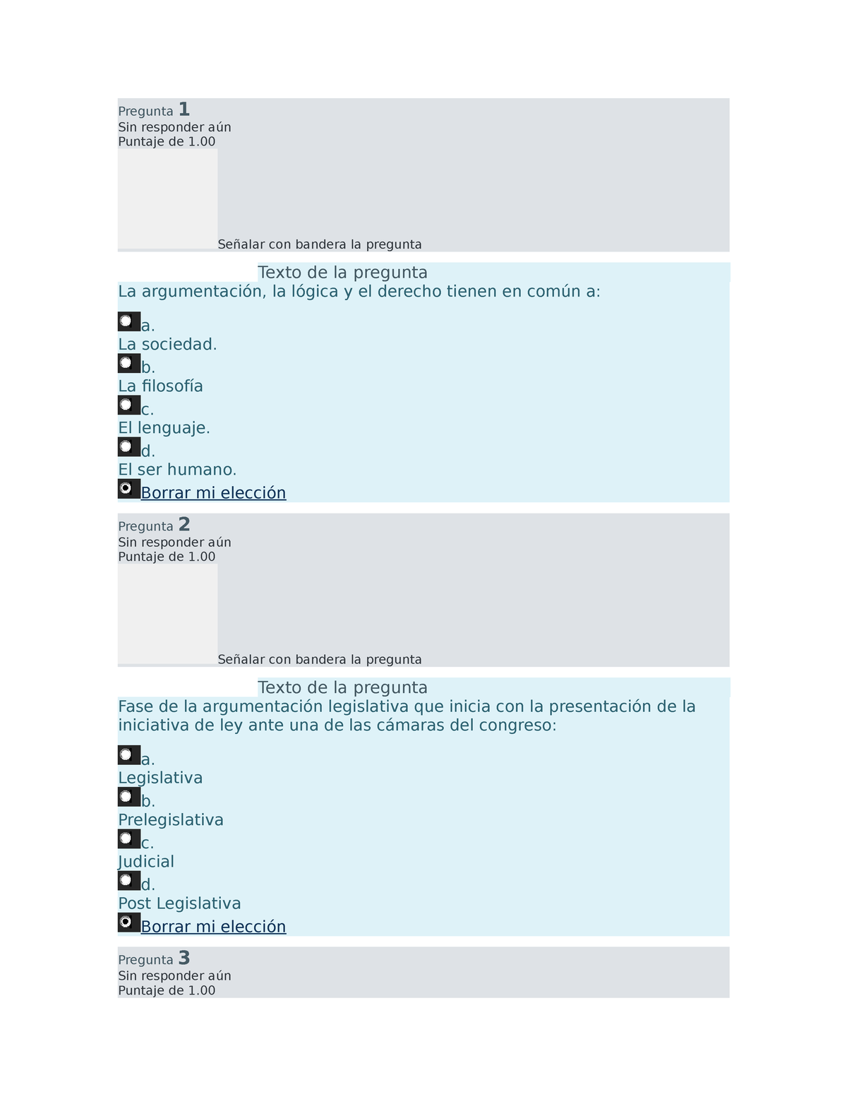 Examen Argumentaicon - Pregunta 1 Sin Responder Aún Puntaje De 1 ...