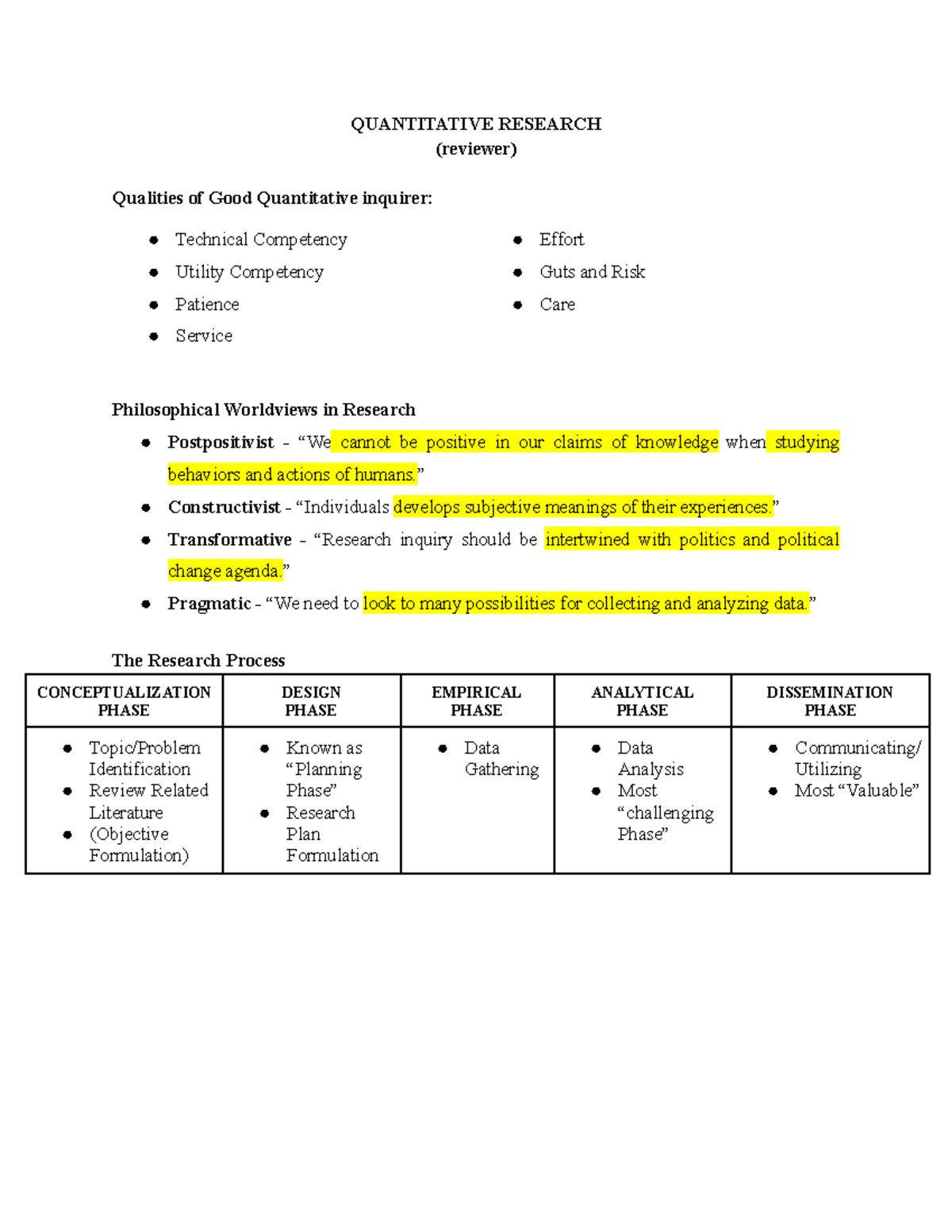 document review quantitative research