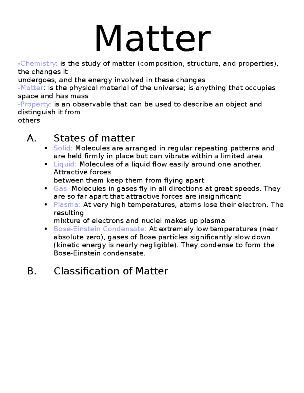 Matter - Matter Chemistry: is the study of matter (composition ...