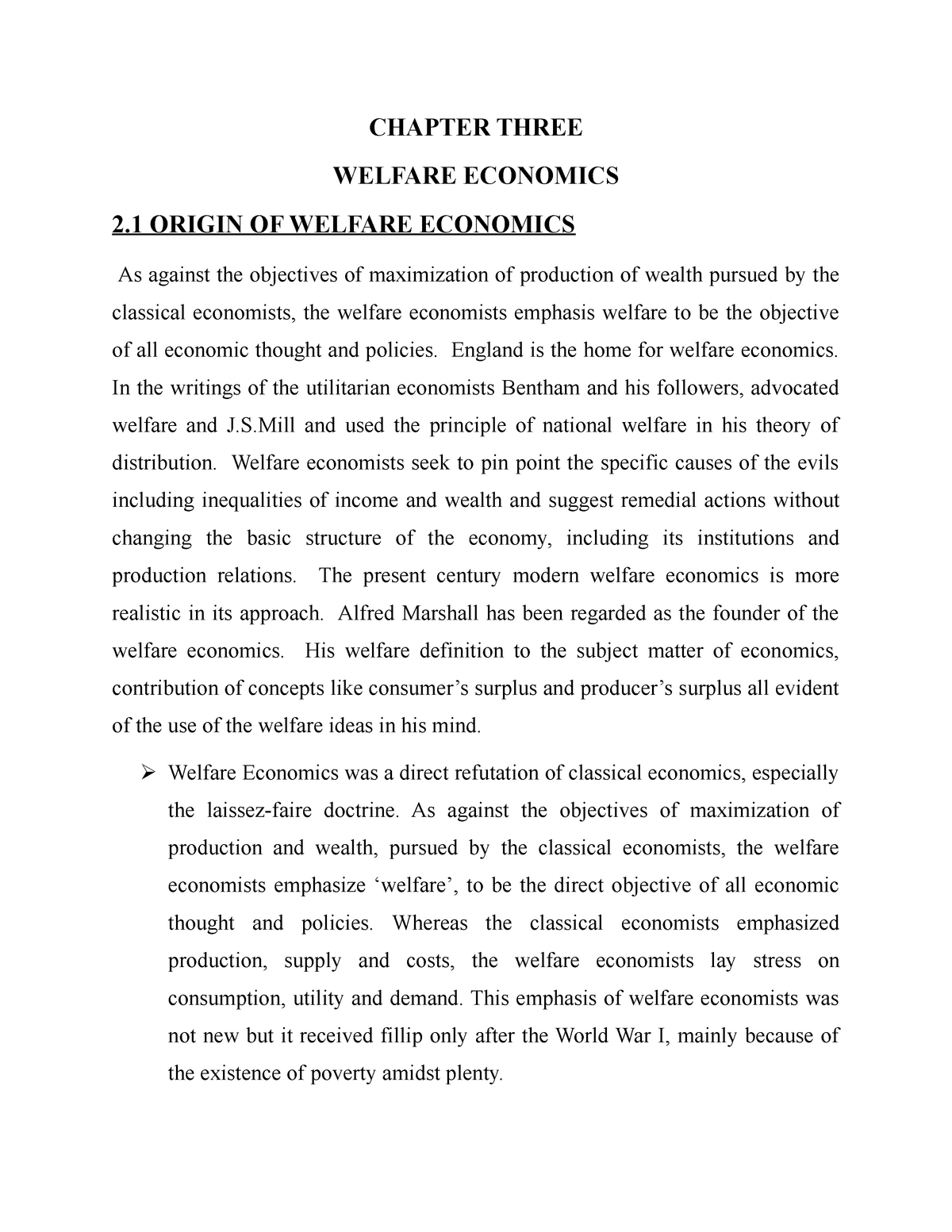 HET Chapter 3 - Lecture Notes 1 - CHAPTER THREE WELFARE ECONOMICS 2 ...