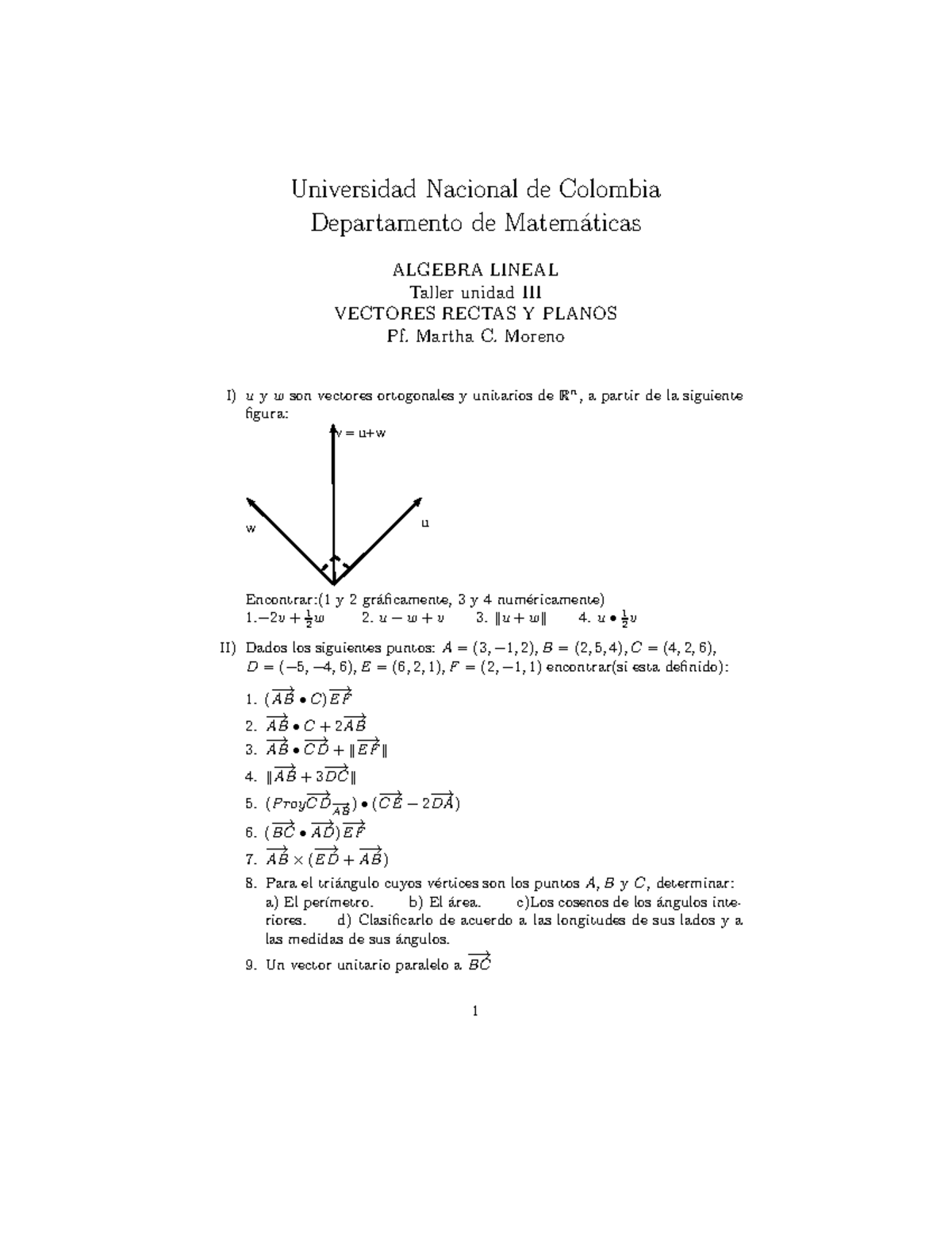 Taller 3-alglineal - Universidad Nacional De Colombia Departamento De ...