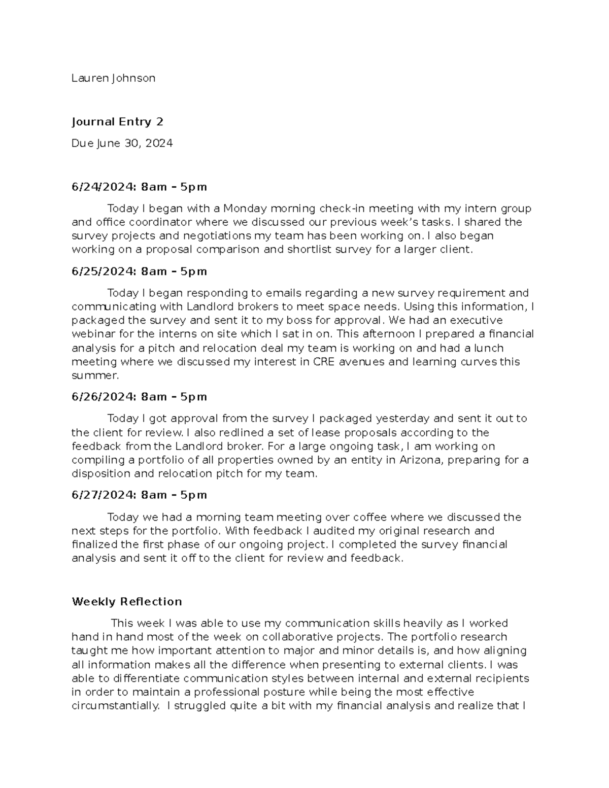 LDR-416 - Journal Entry 2 - 6 - Lauren Johnson Journal Entry 2 Due June ...